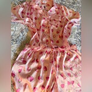 Strawberry Print Pink Kids Pajamas